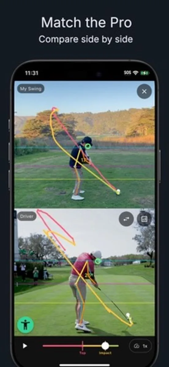 Swing Like Pro comparing a user's swing with a pro's